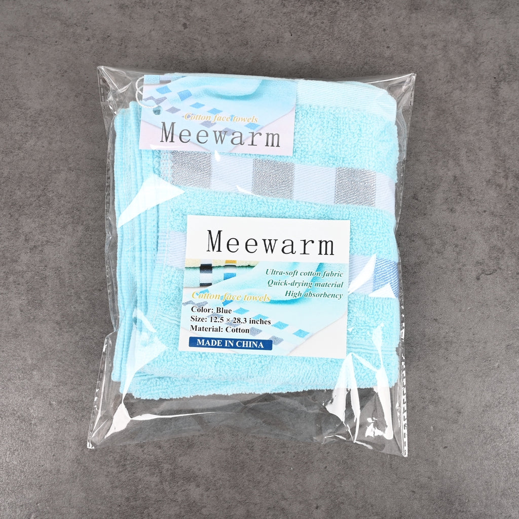 Meewarm Soft Cotton Towel Blue Large High Absorbency Quick Drying Bath Towel for Home