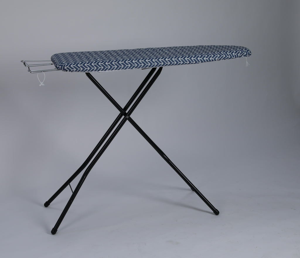 Virkingboard Folding Ironing Board with Geometric Pattern - Blue and Black
