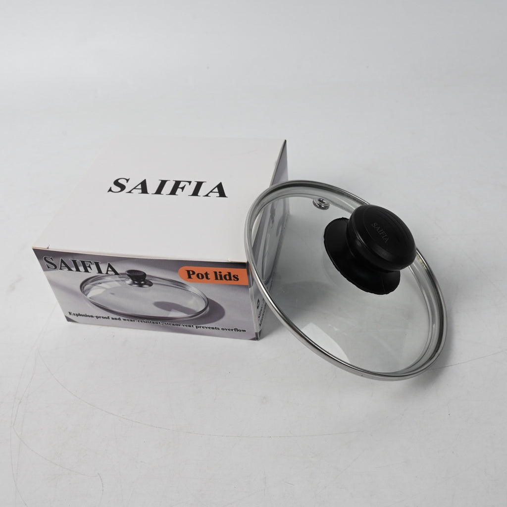 SAIFIA Pot Lids Glass Lid for Pots and Pans Universal Tempered Glass Heat Resistant Stainless Steel Rim Steam Vent
