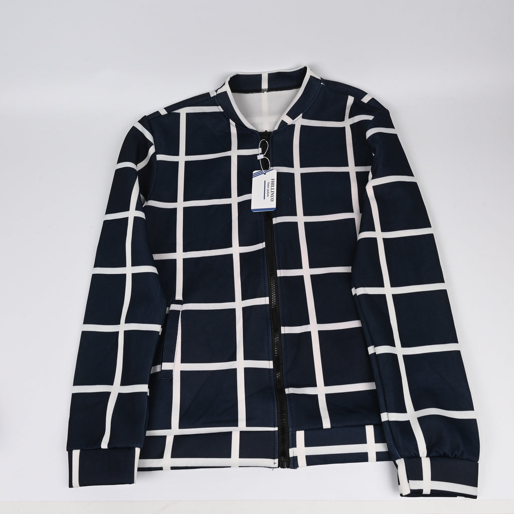 FHILLINUO Mens Casual Plaid Outer Jackets Lightweight Cotton Blend Spring Autumn Fashion Outerwear Daily Comfort Jackets