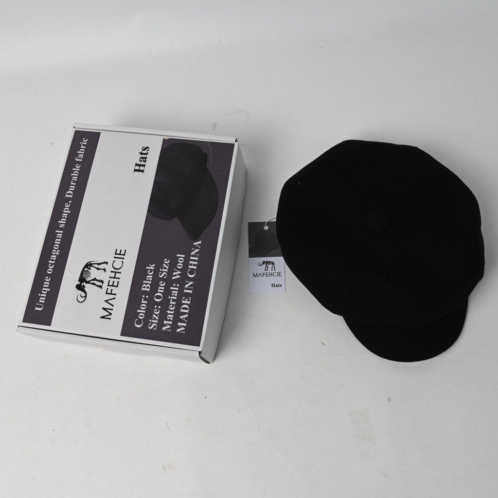 MAFEHCIE Hats Black Eight Panel Cap Vintage Classic Curved Brim Breathable Lightweight for Casual Wear