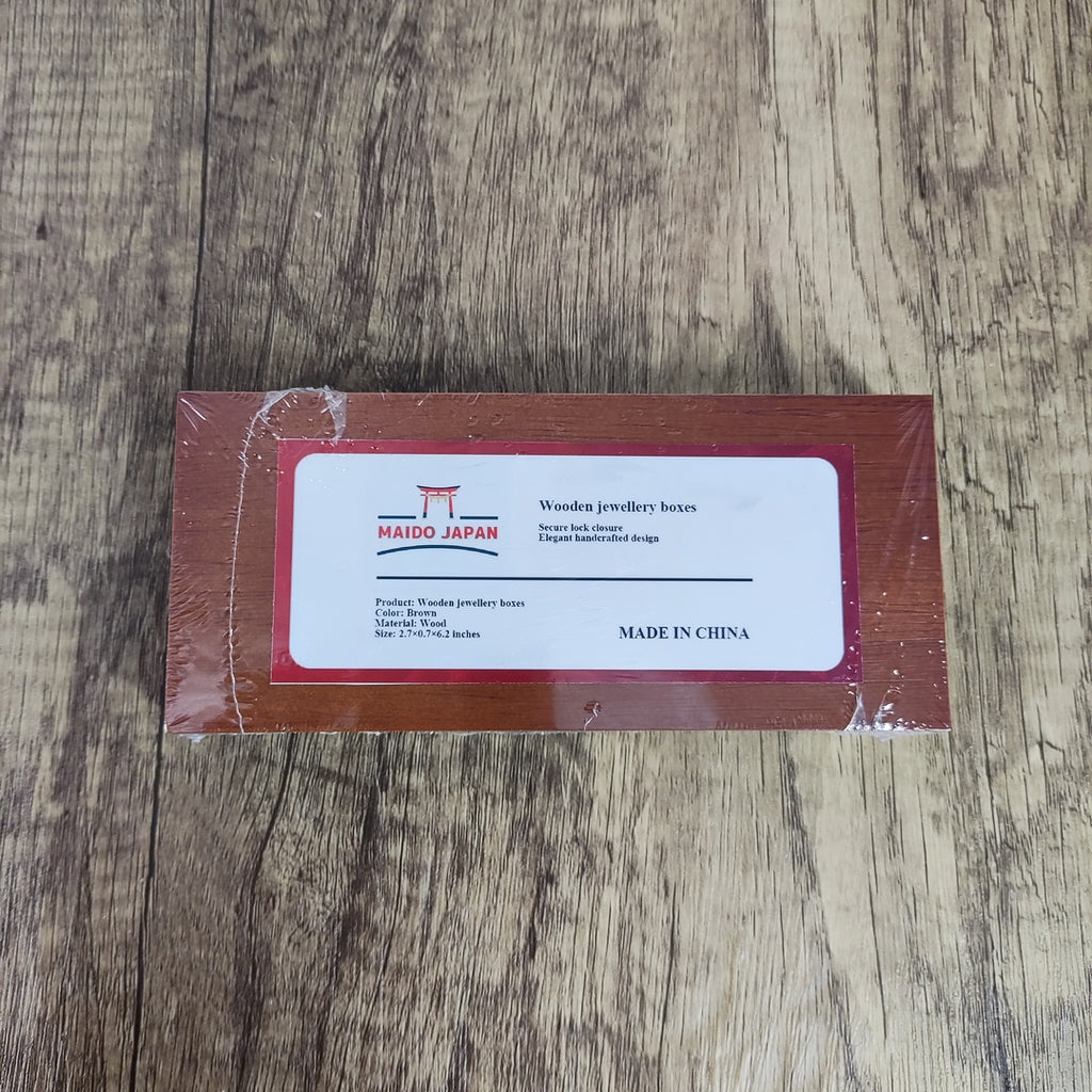 MAIDO JAPAN Elegant Wooden Jewelry Box S919D – Brown Finish, 2.7×0.7×6.2 inches