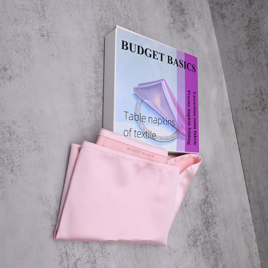 BUDGET BASICS Premium Table Napkins of Textile - Elegant Satin Restaurant Cloth Napkins with Flower Fold Design