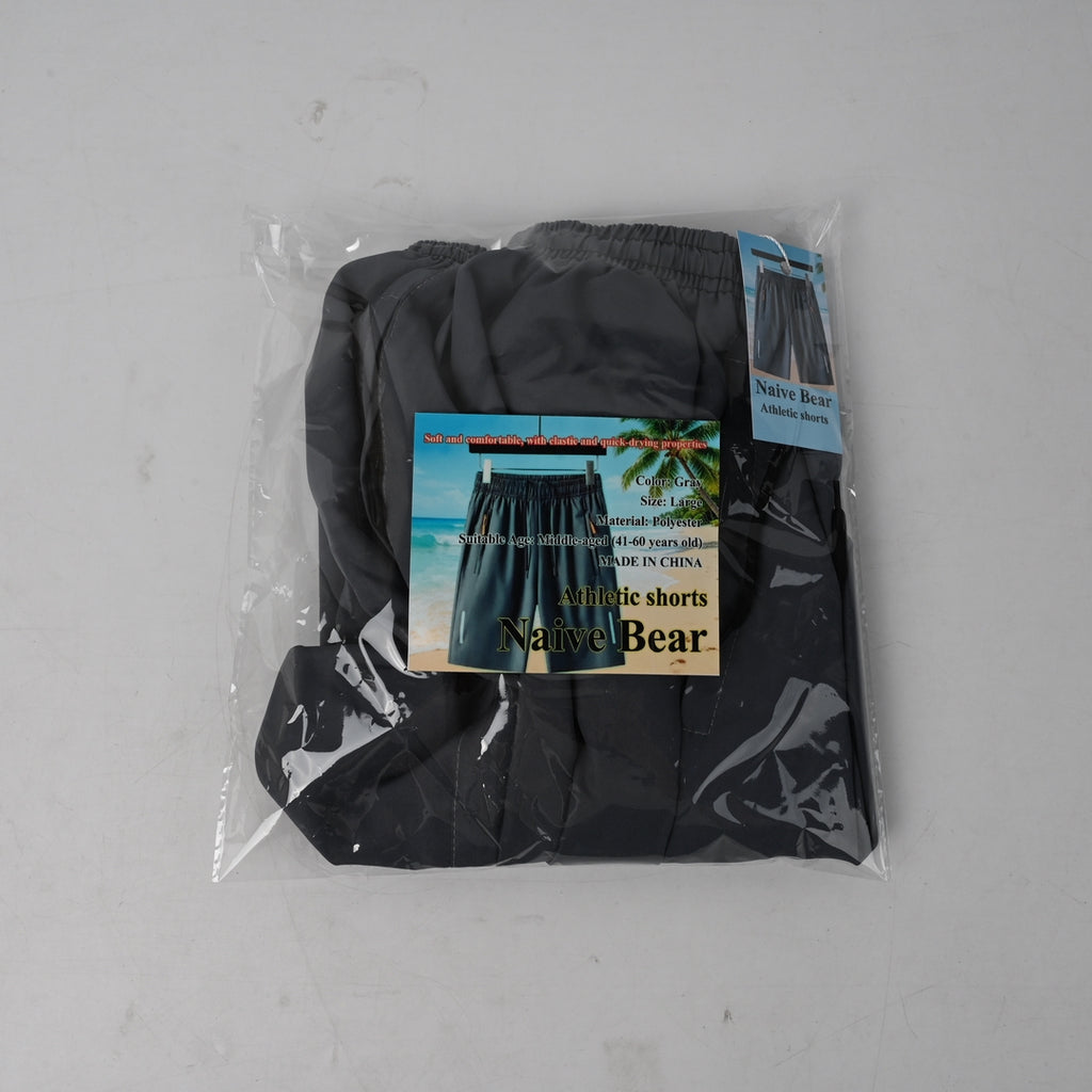 Naive Bear Athletic Shorts Grey Sport Shorts Breathable Quick Dry Comfortable for Workout and Casual Wear