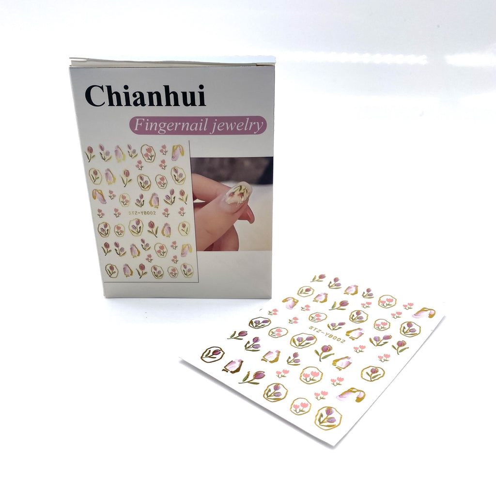 Chianhui Fingernail jewelry Elegant Nail Stickers with Tulip Pattern Style for Stylish Nail Art Decoration