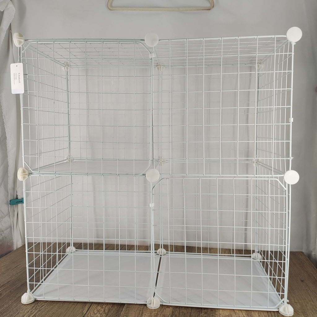Chukoil The cat cage - Indoor Luxury Cat Villa - Spacious 3-Layer Cat House with Built-In Litter Box - White