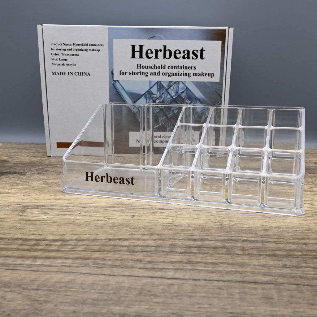 Herbeast Premium Acrylic Household Containers for Storing and Organizing Makeup - Clear Cosmetic Storage Solution