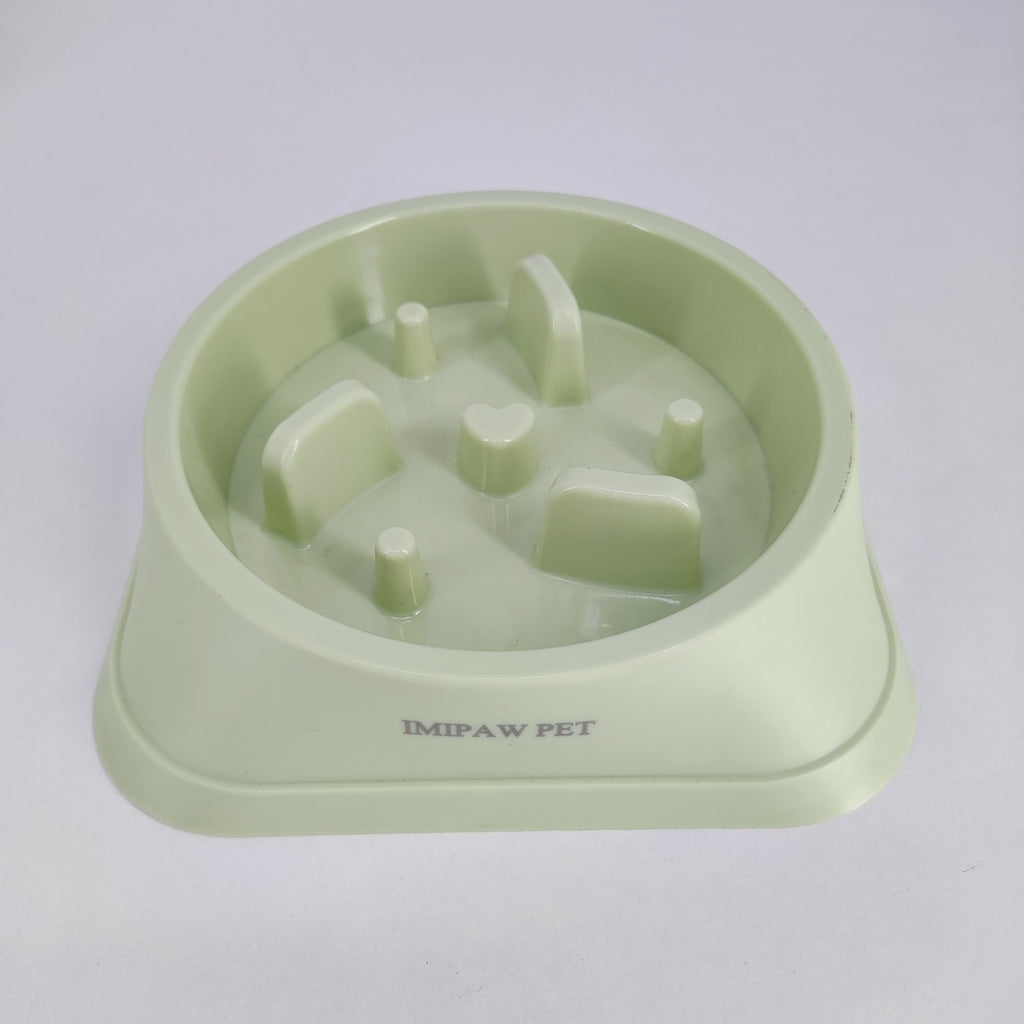 IMIPAW PET Shape Slow Feeder Pet Bowl - Small Green for Healthy Eating Habits