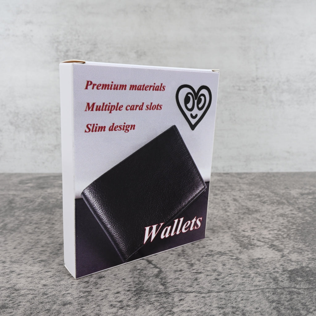 图形商标 Men's Business Casual Short Wallet Black Slim Leather Card Holder