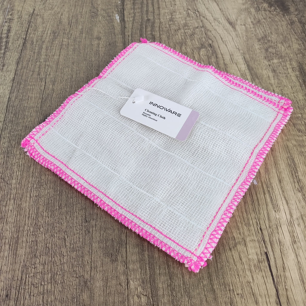 INNOWARE High-Quality Microfiber Cleaning Cloths - 4 Pack, Super Absorbent & Streak-Free, 12"x12", Pink