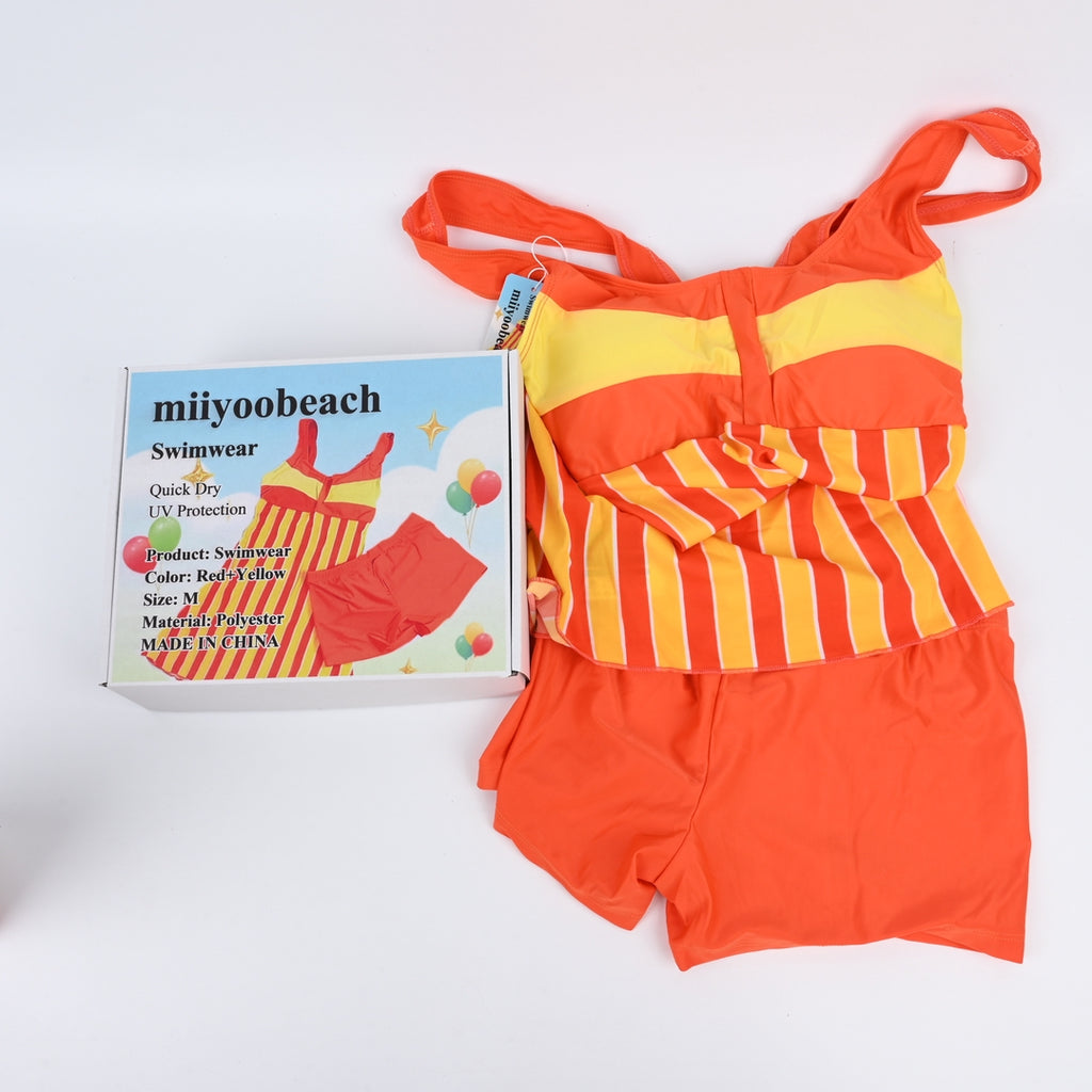 miiyoobeach Women Two Tone Retro Swimsuit Comfortable Stretchy Quick Dry Swimwear Beach Essential