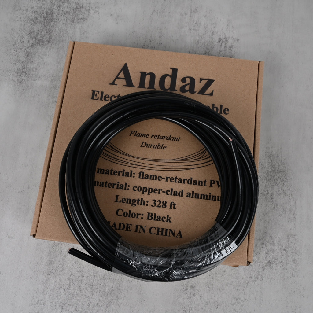 Andaz 2-Core Black Electric Wire Fire-Resistant PVC Cable with Aluminum‑Coated Copper Conductor