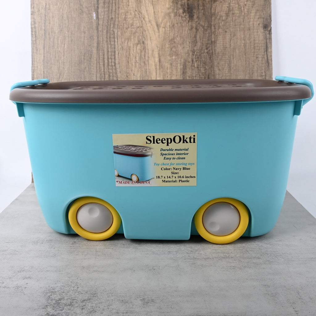 SleepOkti Toy Chest for Storing Toys Childrens Toy Storage Box Nautical Blue Large Upgraded Thick