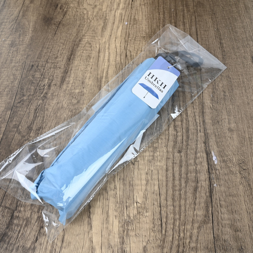 HKH Blue 8‑Rib Manual Umbrella Sturdy Wind‑Resistant Rain Umbrella