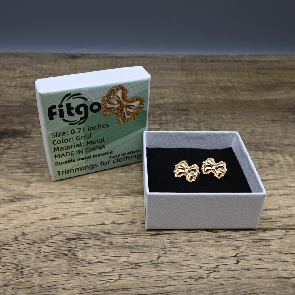 FITGO Golden Trimmings for Clothing Retro Butterfly Bow Metal Buttons