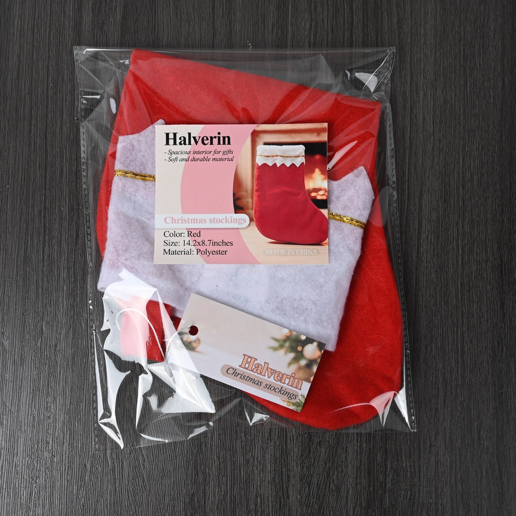 Halverin Christmas Stockings Festive Felt Stocking Classic Holiday Design Spacious for Small Gifts and Treats