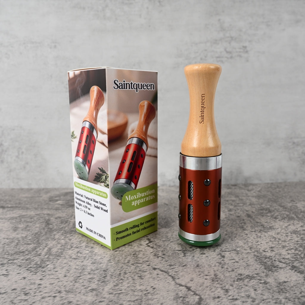Saintqueen Moxibustion Apparatus Handheld Rolling Gua Sha Tool Smooth Roller for Facial Relaxation and Skin Vitality