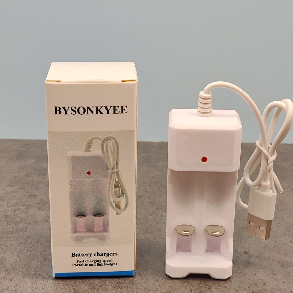 BYSONKYEE High-Speed USB Battery Charger with 2 Charging Slots for Rechargeable Batteries
