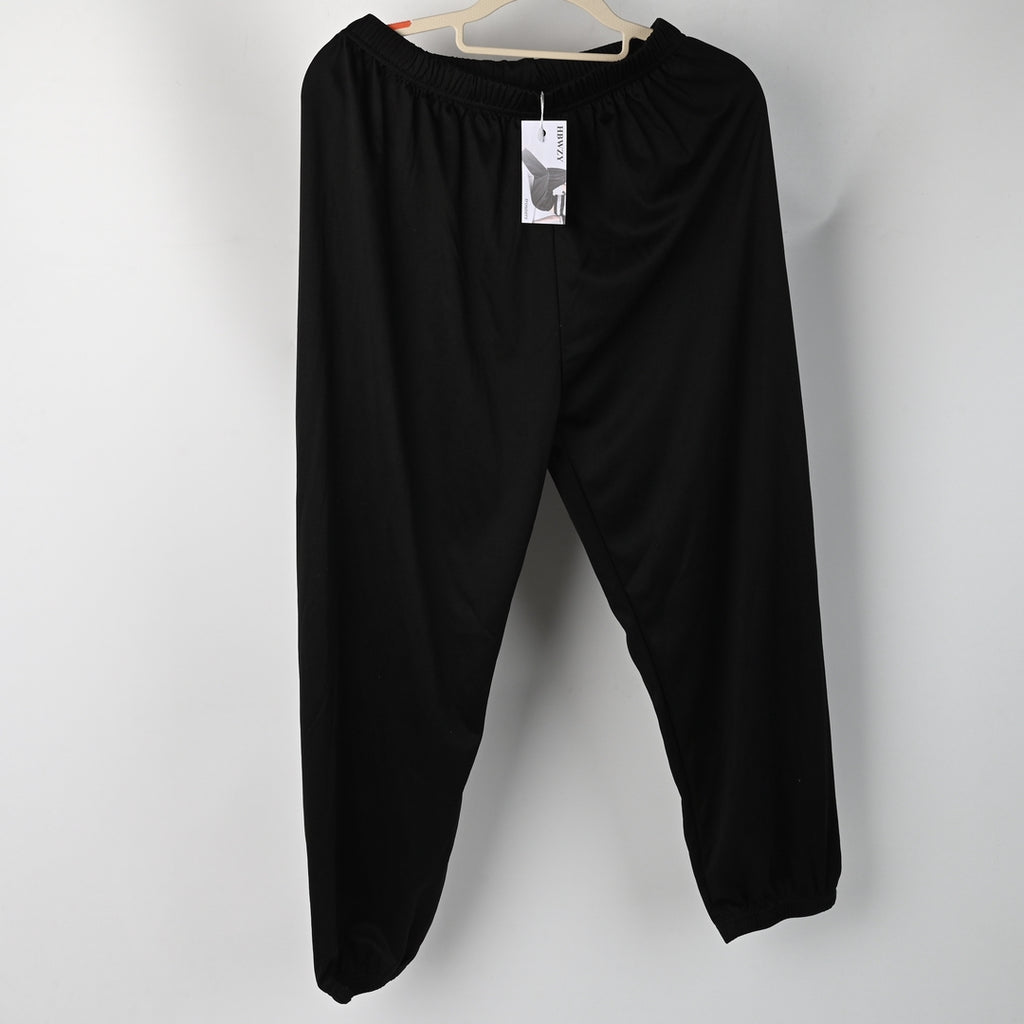 HBWZY Trousers Black Casual Pants Youth Tapered Leg Elastic Waist Breathable Polyester for Office and Everyday Wear