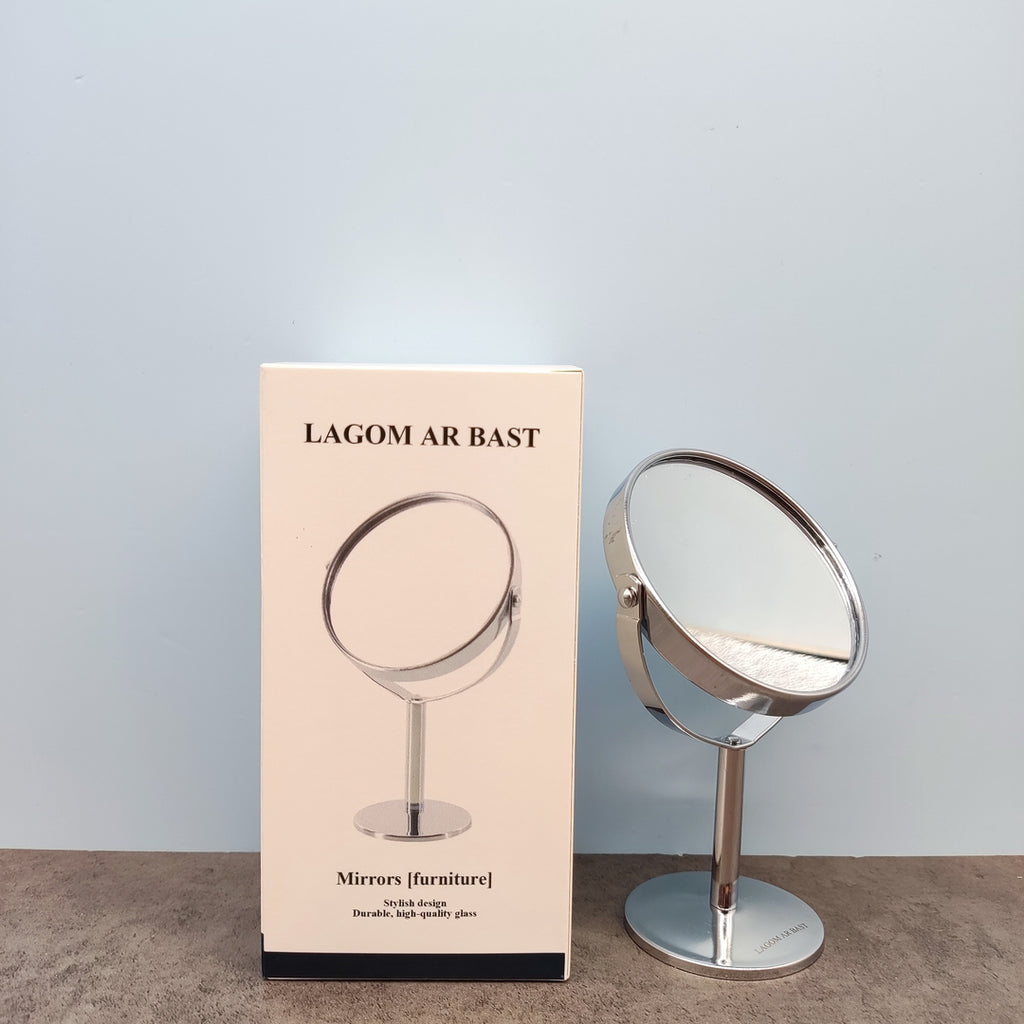 LAGOM AR BAST Elegant Sleek Silver Metal Mirror - 3.1 x 3.1 x 6.4 inches, Perfect for Any Room