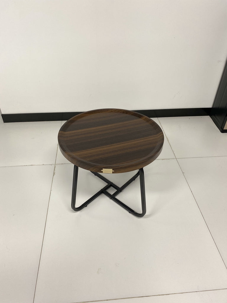 VODEHOME Side Tables, Round Wooden Coffee Tables with Metal Legs, Living Room Table, Sofa Table, Stylish Nesting Tables for Living Room, Balcony and Office （ 50 x 50 x 38 cm)
