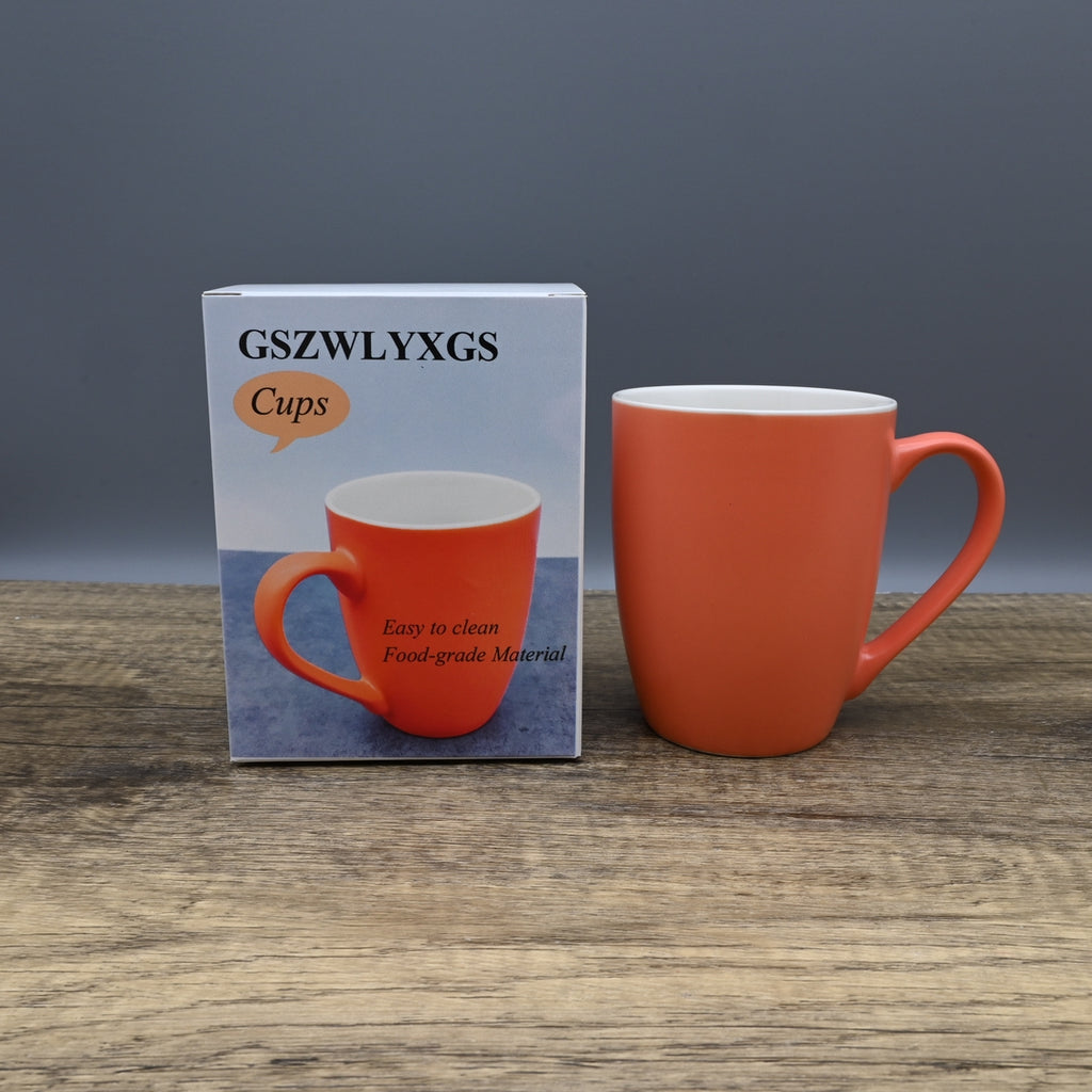 GSZWLYXGS Premium Ceramic Cups - Modern Matte Orange Collection with Drumstick Design
