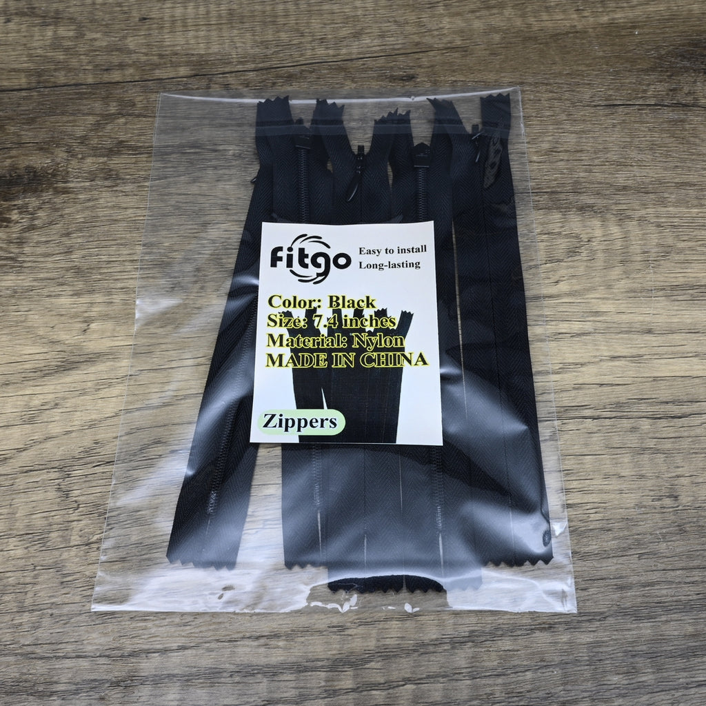 FITGO Black Zippers Durable Smooth Easy Install for Sewing Jackets Bags and Crafting