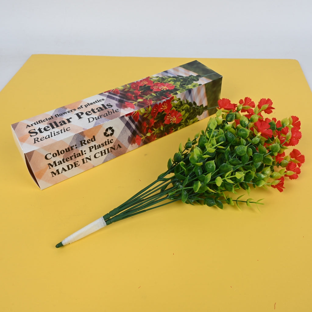 Stellar Petals Red Eucalyptus Artificial Flower Stem Lifelike Fake Eucalyptus Artificial Flowers of Plastics