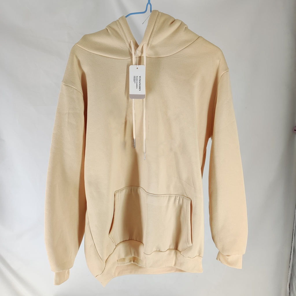YUXIANGDEN Pullover Hooded Sweatshirt - Unisex Beige Hoodie for Women and Men
