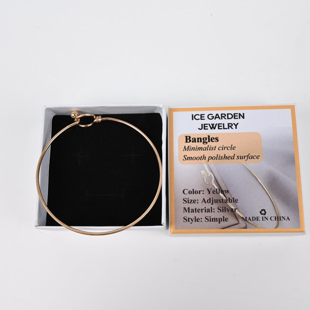 ICE GARDEN JEWELRY Yellow Minimalist Adjustable Bangle Bracelet Korean Inspired Knotted Detail Bangles for Women