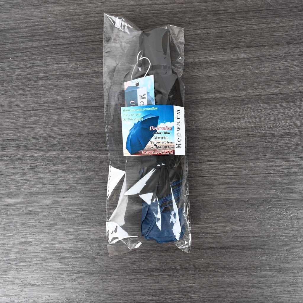 Meewarm 8 Rib Manual Umbrella Blue Wind Resistant Sturdy Frame Easy Open for Daily Rain Protection