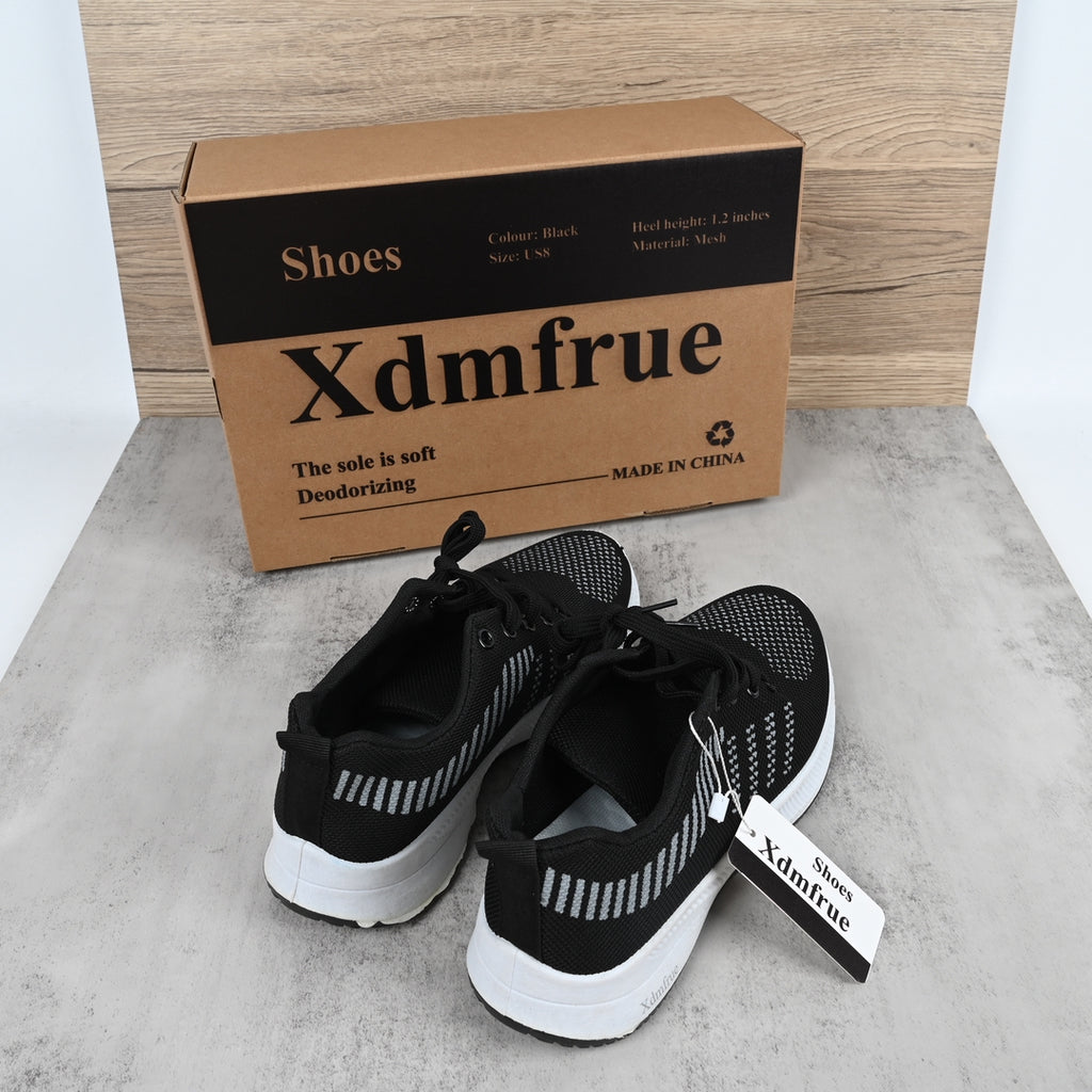 Xdmfrue Black Breathable Anti‑Odor Casual Sports Shoes Lightweight & Flexible Everyday Athletic Shoes