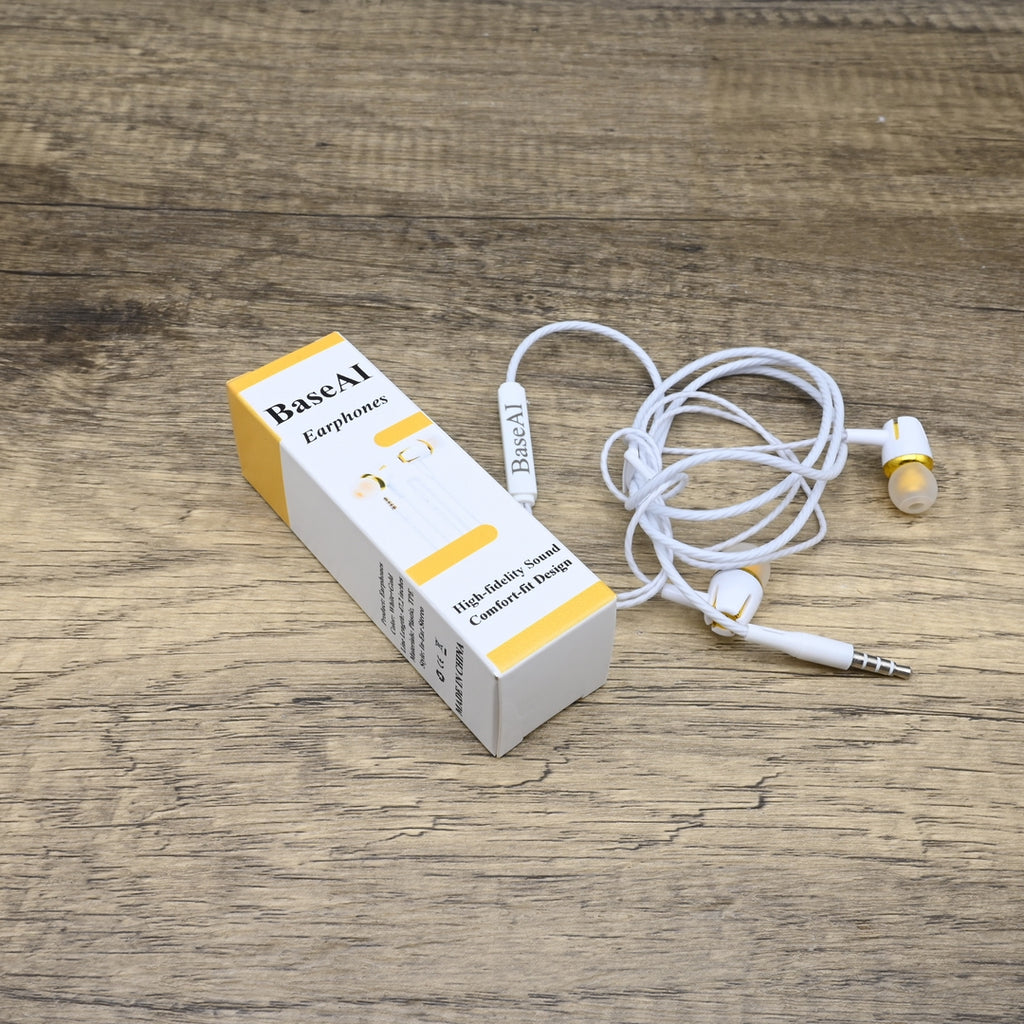 BaseAI Premium Wired Earphones Music Stereo Earphones High Quality Sound Deep Bass Audio Earphones