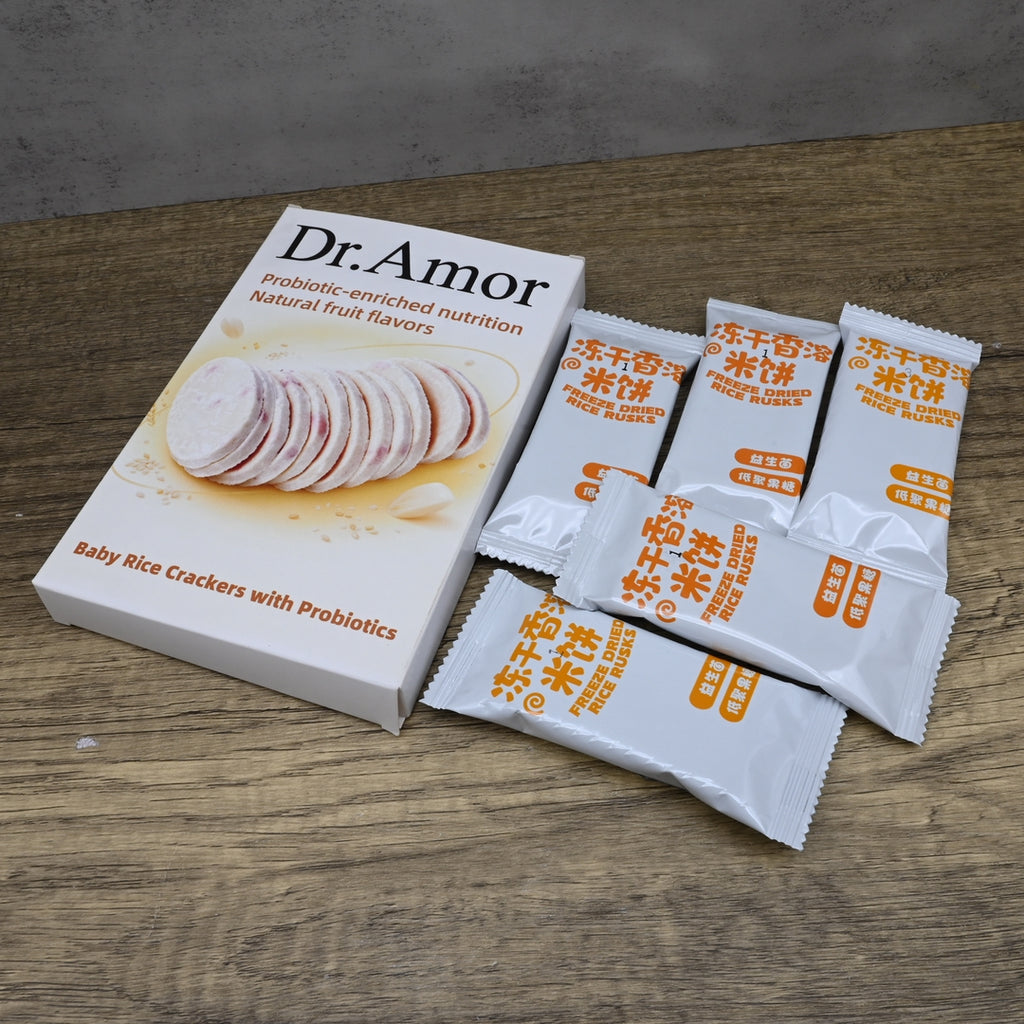 Dr.Amor Baby Rice Crackers with Probiotics Natural Fruit Flavors No Artificial Additives