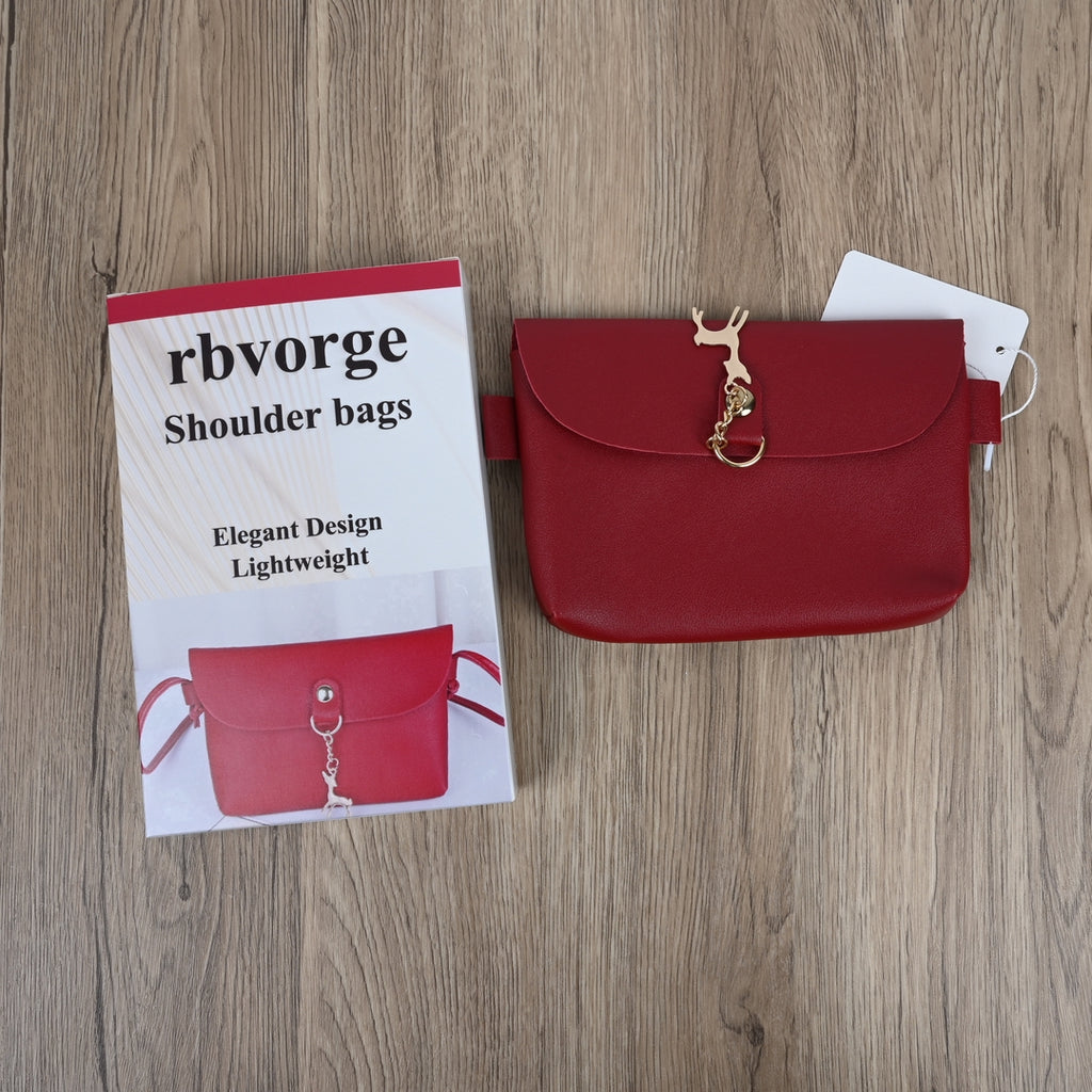 rbvorge Wine Red PU Casual Shoulder Bags for Women Compact Everyday Shoulder Bags