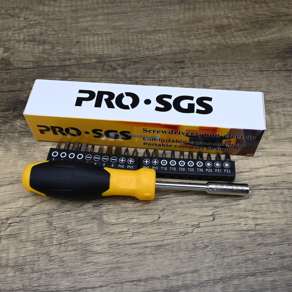 PRO·SGS Professional Non Electric Screwdriver Set 21 Piece Durable Chrome Vanadium Steel for DIY and Mechanics