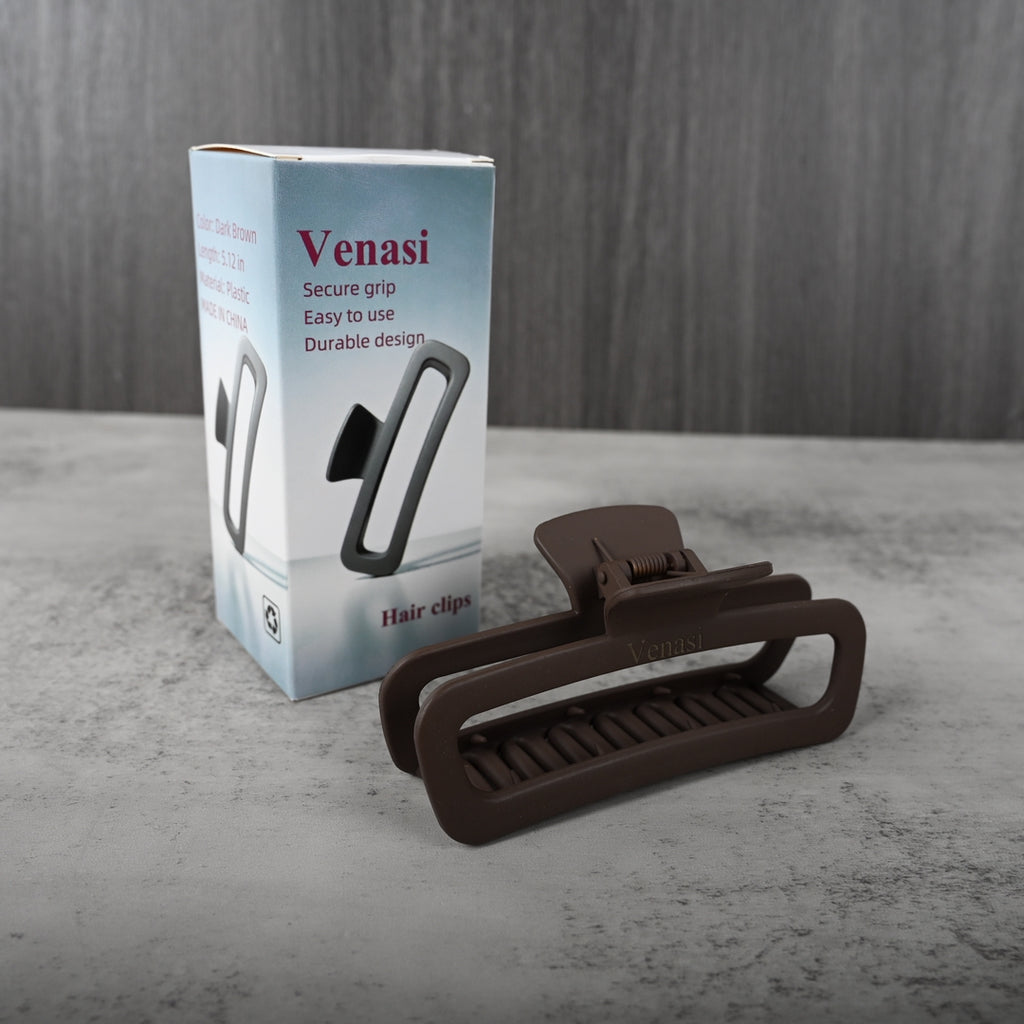 Venasi Hair Clips Dark Brown Square Claw Clip Secure Hold No Slip Smooth Edges Quick Styling