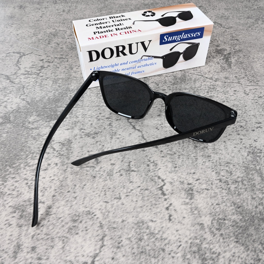 DORUV Fashion Black Unisex Sunglasses UV400 Protection Lightweight Shades for Men & Women