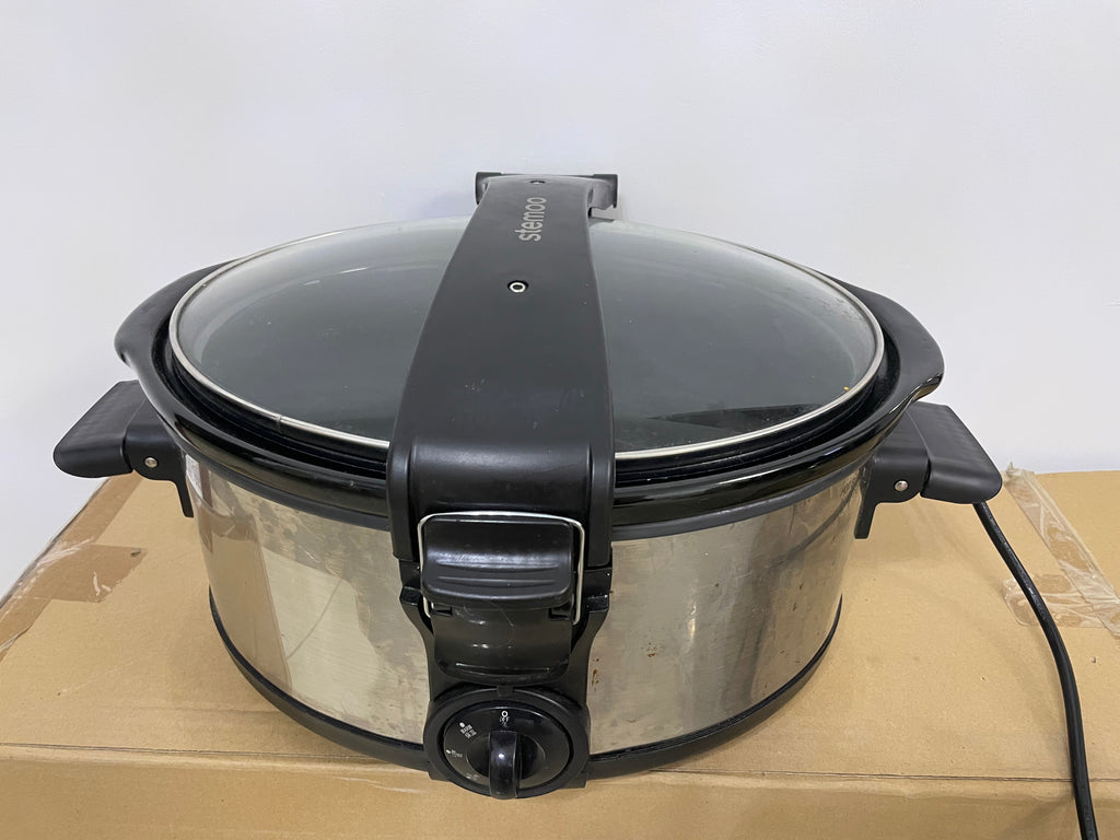 STEMOO 4 Quart Slow Cooker with Auto Warm Setting and Dishwasher-Safe Crock and Lid, Silver Stainless Steel