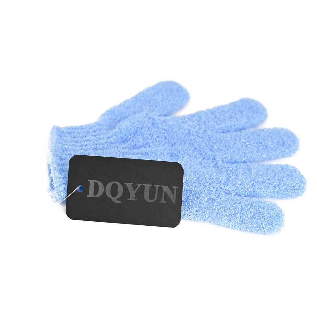 DQYUN Exfoliating Gloves for Bath 1 Pair (Blue)