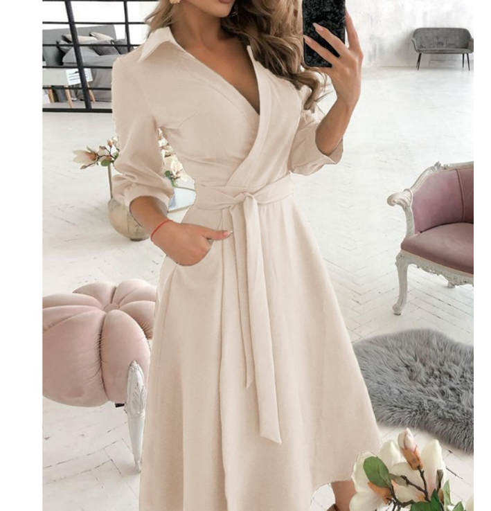 NEW! Dresses for Women 2022 Fashion Summer Long Sleeve V-neck Printed Hip Dress