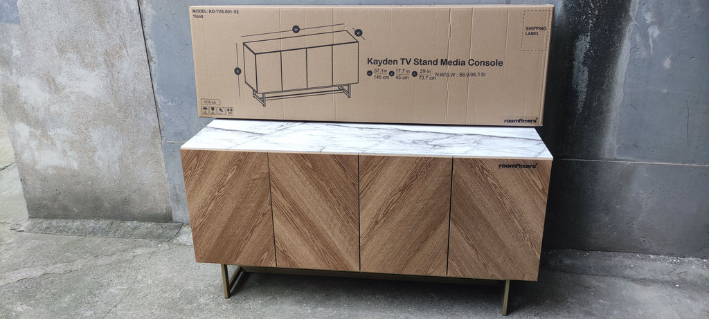 ROOMFITTERS TV Cabinet with Storage Cabinet, Large Capacity, Easy to Assemble