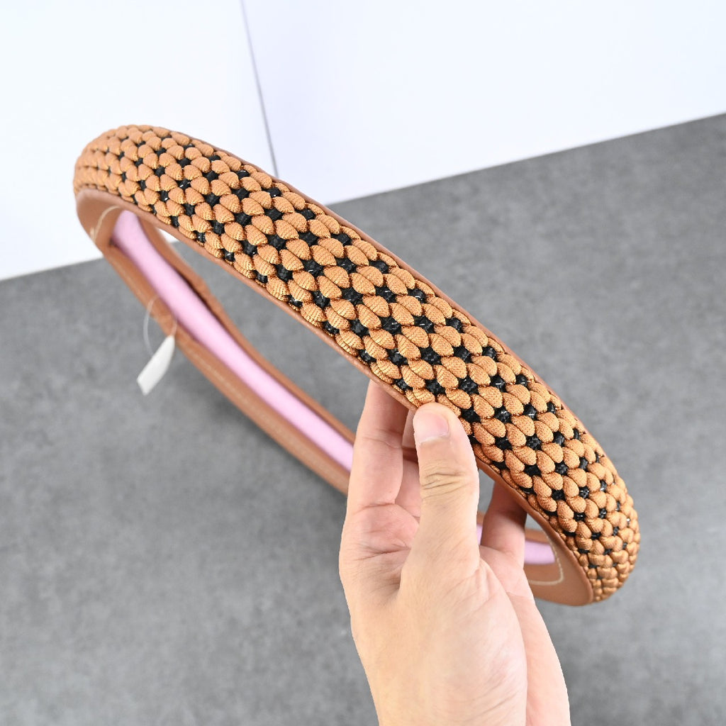 Subody Cldkz Brown Breathable Car Steering Wheel Cover Universal Fit for Most Cars