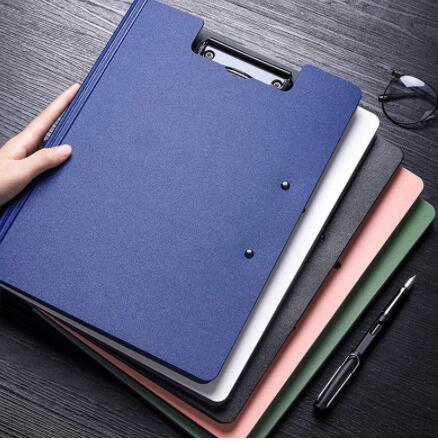 NEW! A4 File Folder Clipboard Writing Pad Memo Clip Board Double Clips Test Paper Storage Organizer
