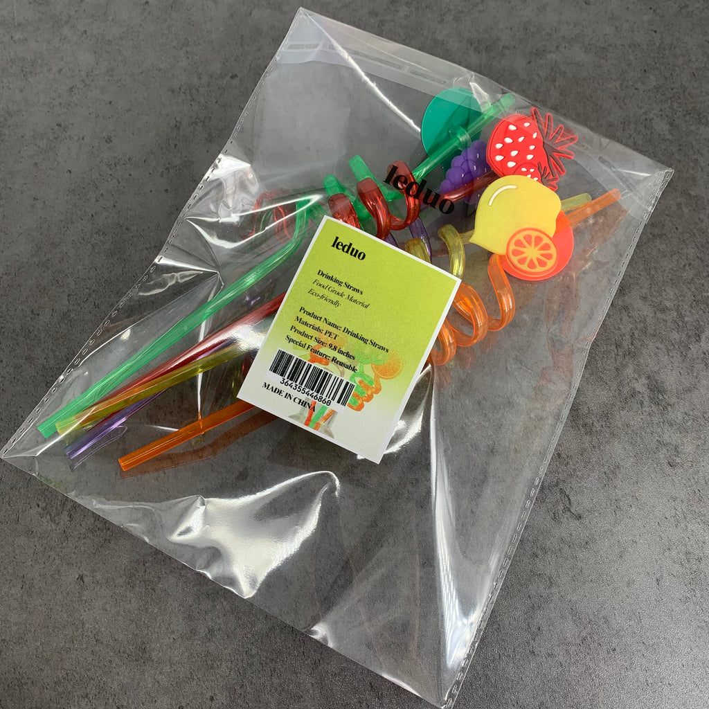 leduo Drinking Straws for Kids Fruit Theme Birthday Party Favor Supplies Drinking Straws
