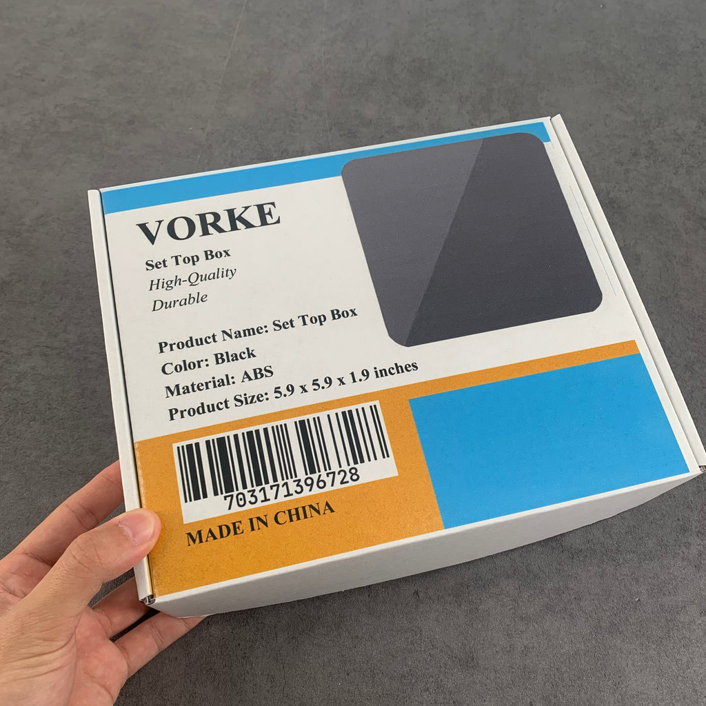 VORKE Black Digital TV Converter Box 4k Ultra HD Built-in Voice Control System