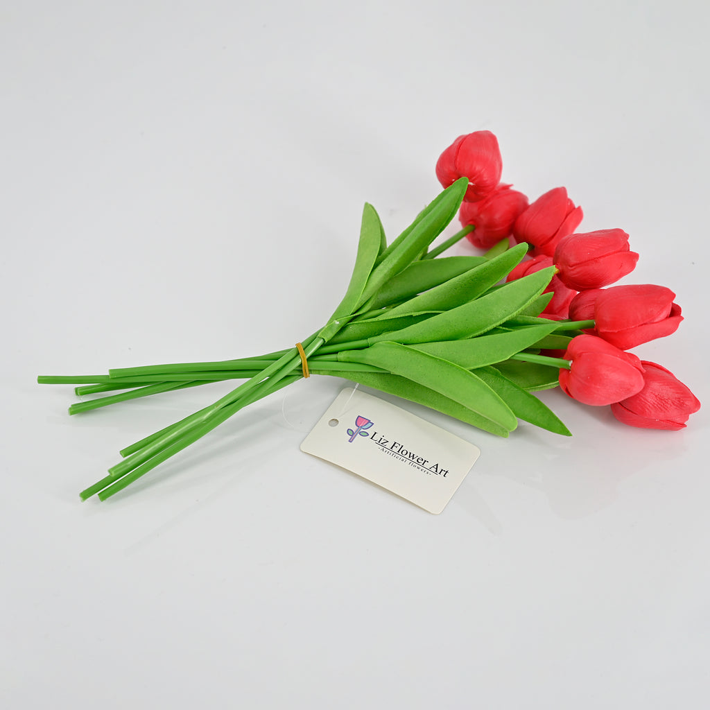 Liz Flower Art Artificial Tulip Flowers Red