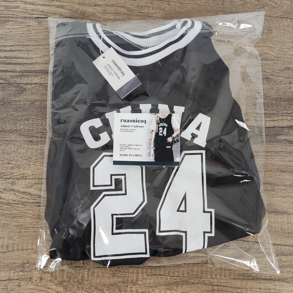 ruaonieaq Premium Athletic Uniforms Mesh Performance Athletic Basketball Jerseys, Black