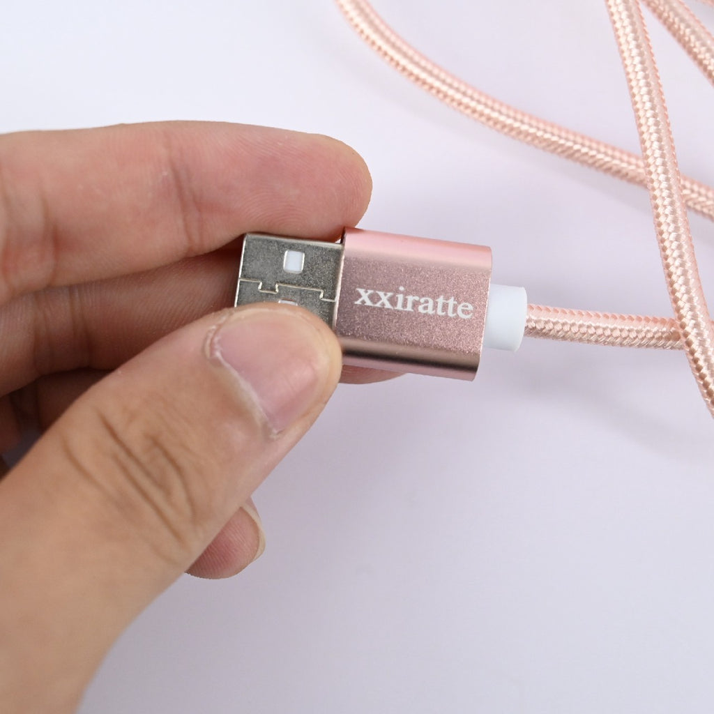 xxiratte USB Cables for Cellphones Nylon USB Data Cable Fast Charging Wire Mobile Phone USB Cable In Pink