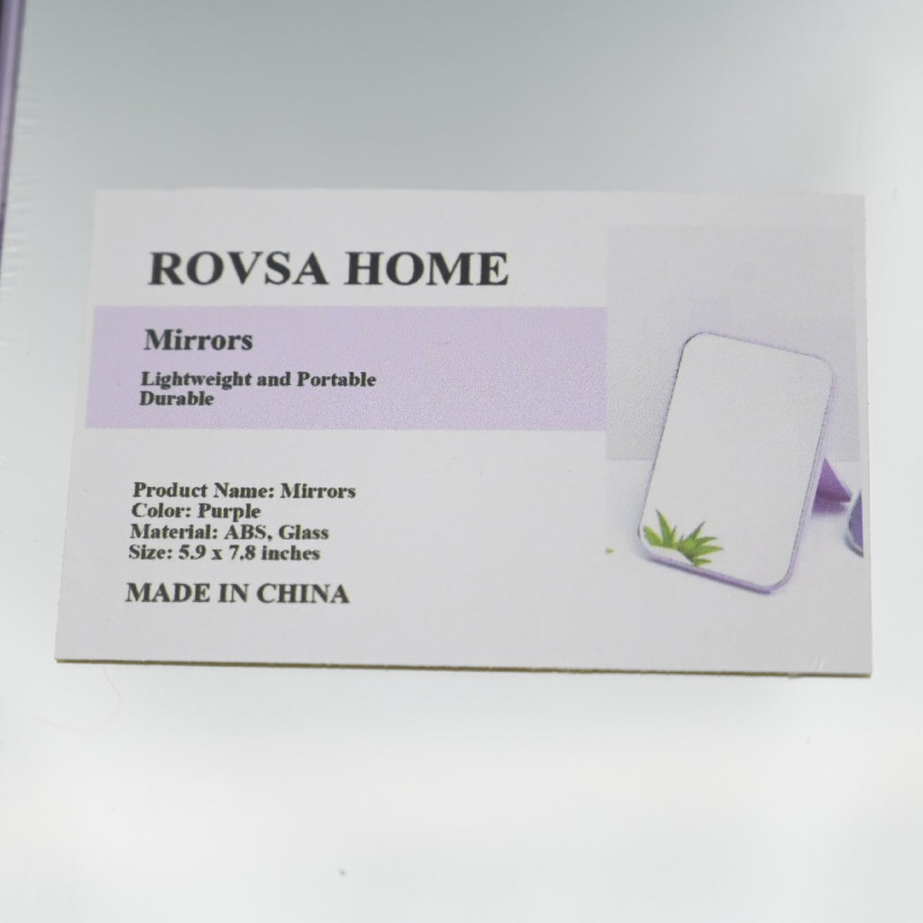 ROVSA HOME Desk Makeup Mirror with Stand Adjustable Rotation Tavel Make Up Mirror In Purple